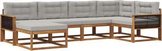 vidaXL Conjunto De Sof&aacute;s De Exterior 6 Uds. Natural Y Gris Claro Vidaxl