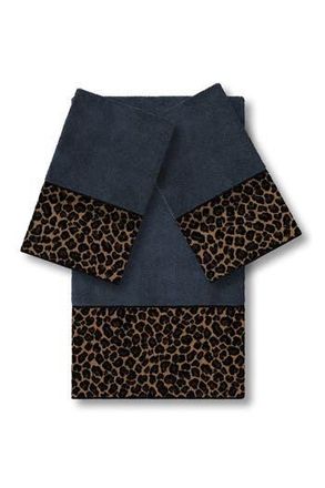 Linum Home Textiles Spots 3-Piece Embellished Towel - Midnight Blue at Nordstrom Rack