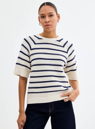 b.young Womens Textured stripes pure cotton sweater