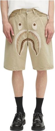 A Bathing Ape Shark Garment Dye Shorts - Heren - Korte Broeken - Beige - S - Katoen - Korte Broeken