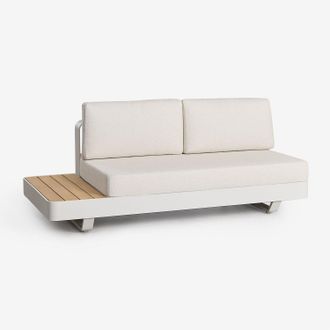 Sklum Sof&aacute; Modular De Jard&iacute;n De 2 Plazas En Aluminio Con Mesa Auxiliar Izquierda En Madera De Teca Yarilo Sklum