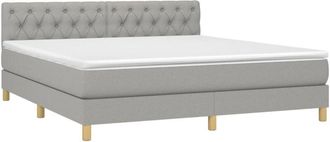 vidaXL Vidaxl - Cama Box Spring Con Colch&oacute;n Tela Y Led Gris Claro 160x200 Cm