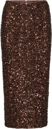 Rotate Sequin Kokerrok - Dames - Midirokken - Bruin - XL - Polyester - Rokken
