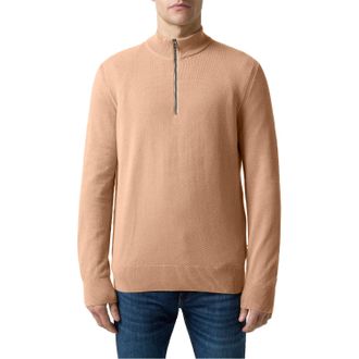 HUGO BOSS Heren Ebrando-P gebreide trui met halve rits (Medium Beige)