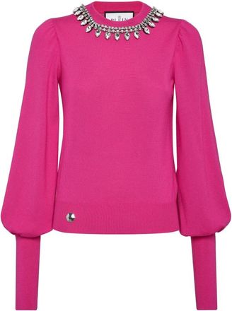 Philipp Plein Gebreide Pullover - Dames - Ronde hals truien - Roze - XS - Wol - Truien & Vesten