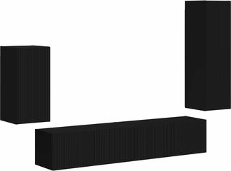 vidaXL Conjunto De Mueble De Tv 4 Uds. Negro Vidaxl