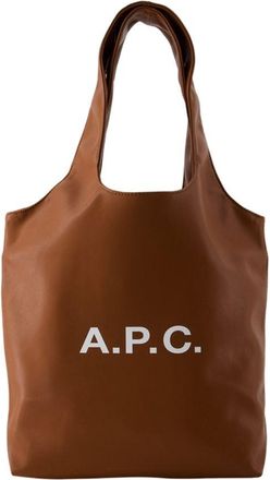 A.P.C. Womens Ninon Small Tote Synthetic Hazelnut Brown Totes-shopping-bags