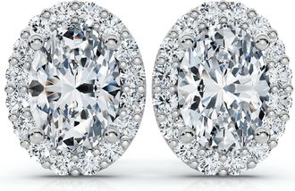 Pompeii3 2 1/2Ct Oval Diamond 14k Gold Lab Grown Halo Earrings