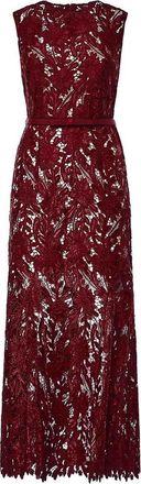 Self Portrait Burgundy Guipure Lace Midi Dress