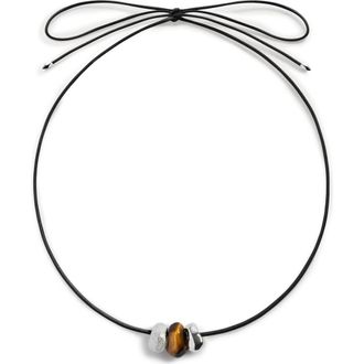 Monica Vinader Antica Gemstone Cord Necklace in Sterling Silver /Tigers Eye at Nordstrom