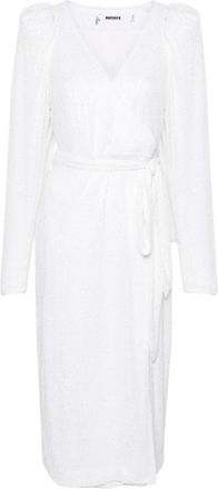 Rotate sequined midi wrap dress - women - Recycled Polyester/Spandex/Elastane/Spandex/Elastane/Polyester - 40 - Neutrals