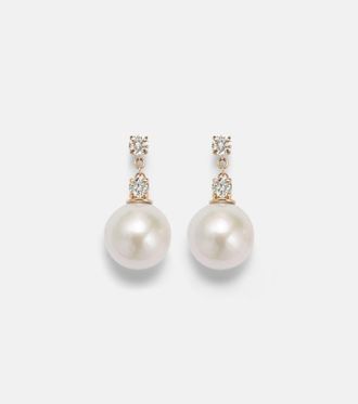 Stone and Strand Essential 14kt gold drop earrings with pearls and diamonds