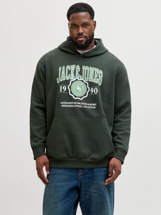Jack & Jones Plus Size Kapuzensweatshirt JJMAKO SWEAT HOOD PLS, Herren, Gr. 4XL, duffel bag, angeraute Sweatware, Obermaterial: 60% Baumwolle, 40% Polyester, JACK & JONES PL