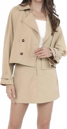 Sadie & Sage Cropped Trench Jacket In Khaki