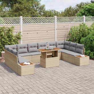 vidaXL Conjunto De Sof&aacute; De Jard&iacute;n 11 Pcs Beige Polirat&aacute;n Vidaxl
