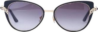 Cartier Pre-owned Platinum Cat-Eye Zonnebril - Dames - Vintage Accessoires - Zwart - ONE Size - Leer - Vintage