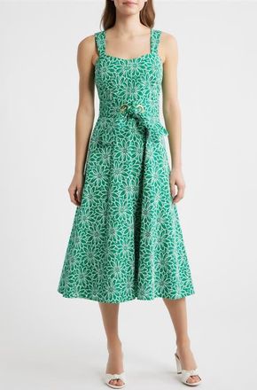 Tahari by ASL Floral Print Midi Dress in Parakeet Green at Nordstrom, Size 16