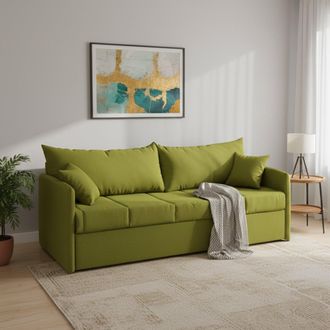 Dmora Sof&aacute; Cama 3 Plazas Avellana, Desenfundable, Lavable Made In Italy, Hidr&oacute;fugo, Cama Extra&iacute;ble, 205x86 Cm Verde