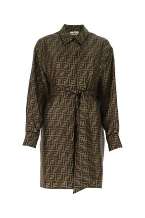 Fendi Printed Satin Shirt Dress