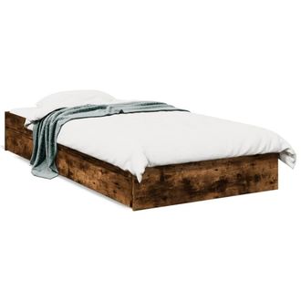 Berkfield Home Bed Frame w/Drawers Frame Smoked Oak 75x190 cm Small Single in Brown