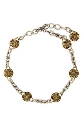 Versace Novantatr&eacute; Mixed Metal Necklace in Palladium 82-Gold at Nordstrom