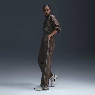Nike Windrunner geweven damesbroek met hoge taille en open zomen - Bruin