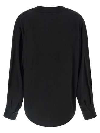 Nude V-Neck Viscose Blouse - Black