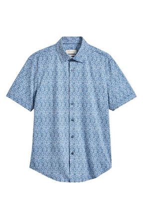 Bugatchi Miles OoohCotton Floral Print Short Sleeve Button-Up Shirt in Navy at Nordstrom, Size Xxx-Large