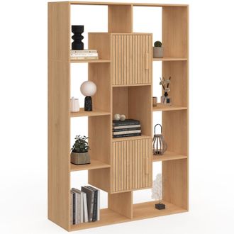 IDMarket Libreria Colette Con 11 Scomparti E 2 Scomparti Juliette Effetto Doghe 143 Cm