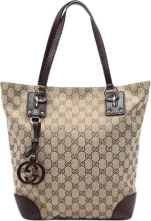 Gucci Pre-owned Vintage Tote Bag - Dames - Vintage Shopper - Beige - ONE Size - Leer - Vintage