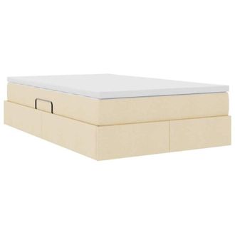 vidaXL Storage Bed with Mattress Cream 120 x 200 cm Polyester vidaXL