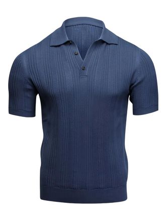 Isaia knitted polo shirt - Blue