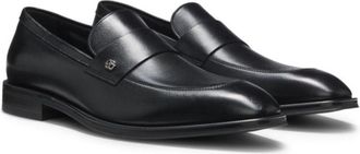 BOSS Leather loafers with Double B monogram trim