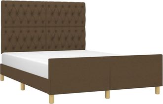 vidaXL Cama Sin Colch&oacute;n Tela Marr&oacute;n Oscuro 140x190 Cm Vidaxl