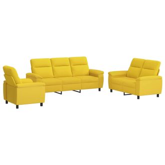 vidaXL Set Di Divani 3 Pcs Giallo Chiaro Tessuto Vidaxl