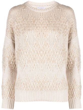 Brunello Cucinelli Dazzling Winter-jacquard jumper - Neutrals