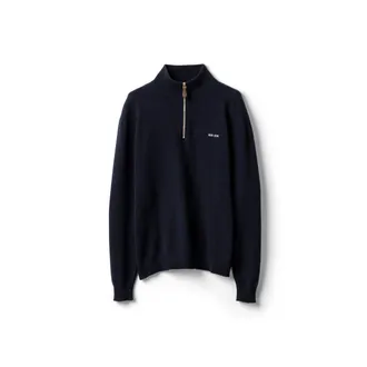 Miu Miu Cashmere And Leather Zipper Sweater, Woman, Navy, Size 38