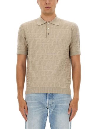 Fendi Ff Cotton Knit Polo Shirt