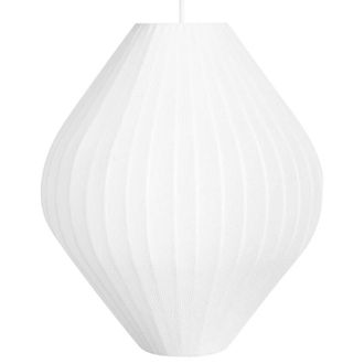 Beliani Pendant Hanging Lamp White Fabric Shade Modern Design Living Room Light ALME