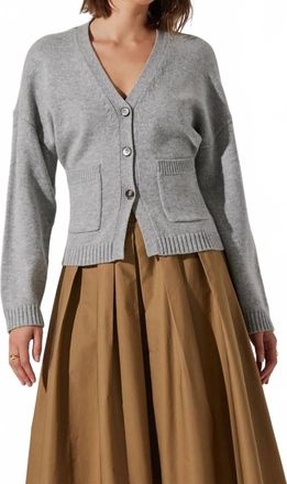 Astr Saffi V-Neck Cardigan In Grey
