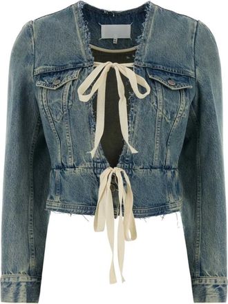 Maison Margiela Raw-edged Jas - Dames - Spijkerjassen - Blauw - XS - Katoen - Jassen