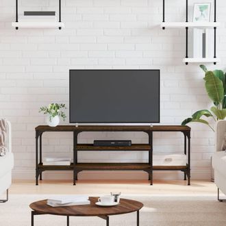 vidaXL Vidaxl - Mueble Tv Madera Ingenier&iacute;a Y Hierro Marr&oacute;n Roble 121x35x45 Cm