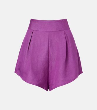 Adriana Degreas Pleated linen-blend shorts