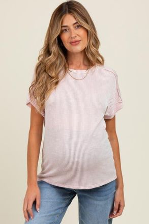 Pinkblush Ribbed Exposed Seam Short Sleeve Top at Nordstrom, Size X-Large