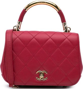 Chanel Borsa a tracolla Carry Chic Flap mini in pelle di agnello trapuntata 2016-2017 - Rosa