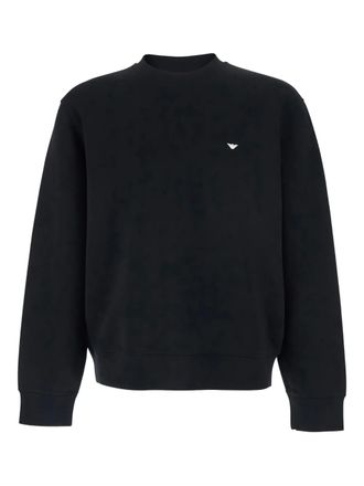 Emporio Armani crew-neck logo-embroidery sweatshirt - Black