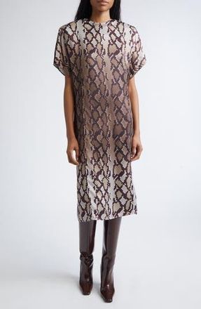 Stella McCartney Snakeskin Print Satin Midi Dress in Natural at Nordstrom Rack, Size 6 Us / 40 It