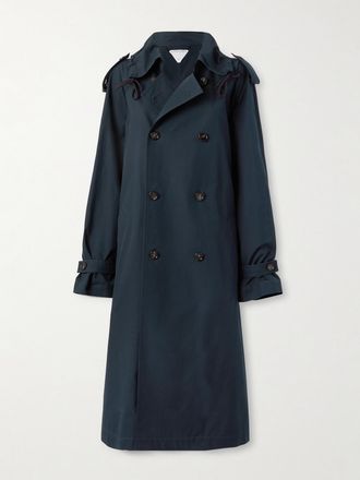 Bottega Veneta Trench In Gabardine Di Lana Con Cintura - Blu