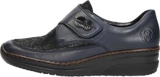 Rieker Klittenband - Dames - Sleehakken - Blauw - 38 EU - Leer - Schoenen