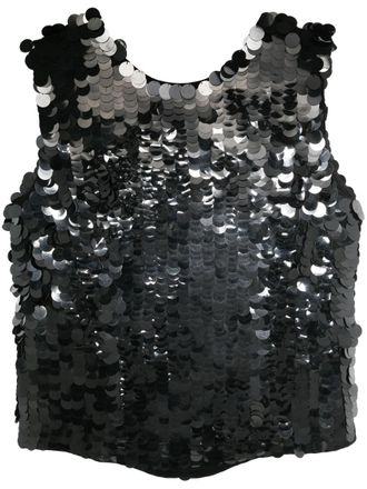 Parosh Black Glass sequin embellished blouse